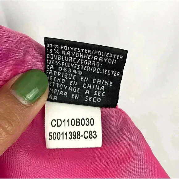 Anne Klein Black Blazer Jacket Sz 8 Single Button Pink Lining Women's - Picture 7 of 8